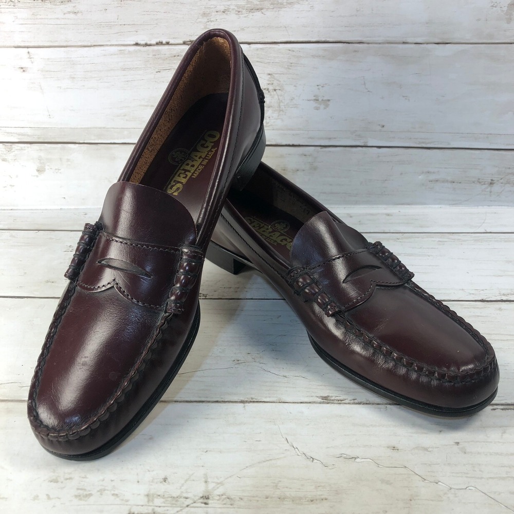 Sebago Classic Dan Penny Loafers Cordovan Burgundy Leather Made in USA Mens 7 A